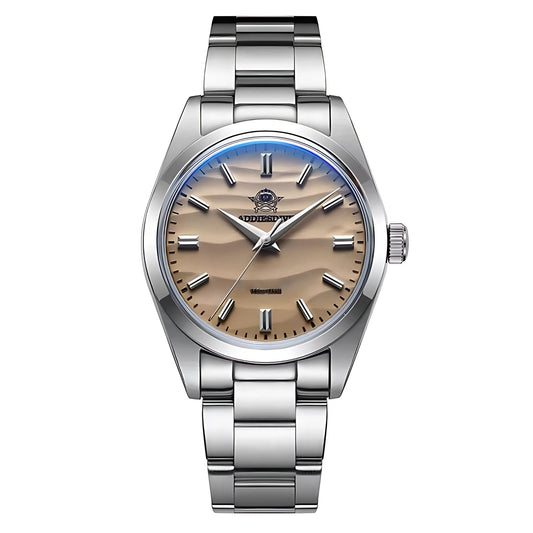 ADDIESDIVE Sahara 36mm Kvartsklocka – Elegant Herrklocka i Rostfritt Stål med Sandstruktur