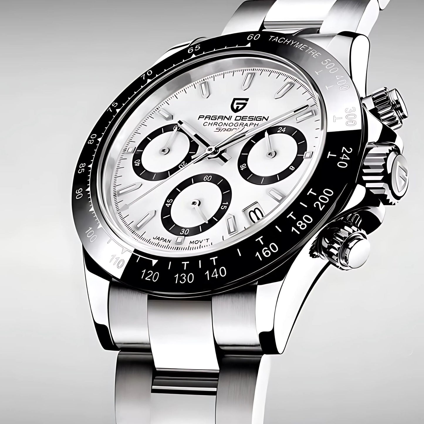 PAGANI DESIGN Velocity Chronograph 40mm Quartz Watch – Sporty Men's Watch in Stainless Steel, Seiko VK63