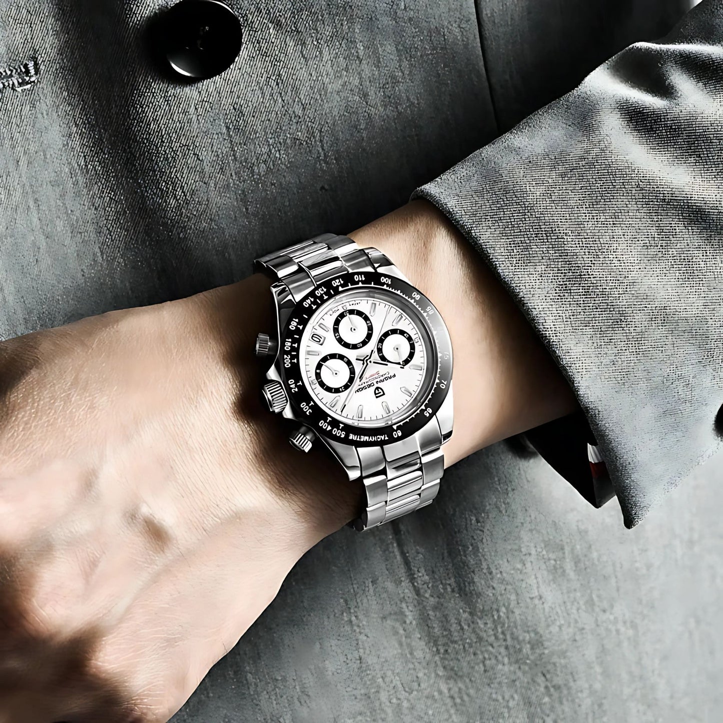 PAGANI DESIGN Velocity Chronograph 40mm Quartz Watch – Sporty Men's Watch in Stainless Steel, Seiko VK63