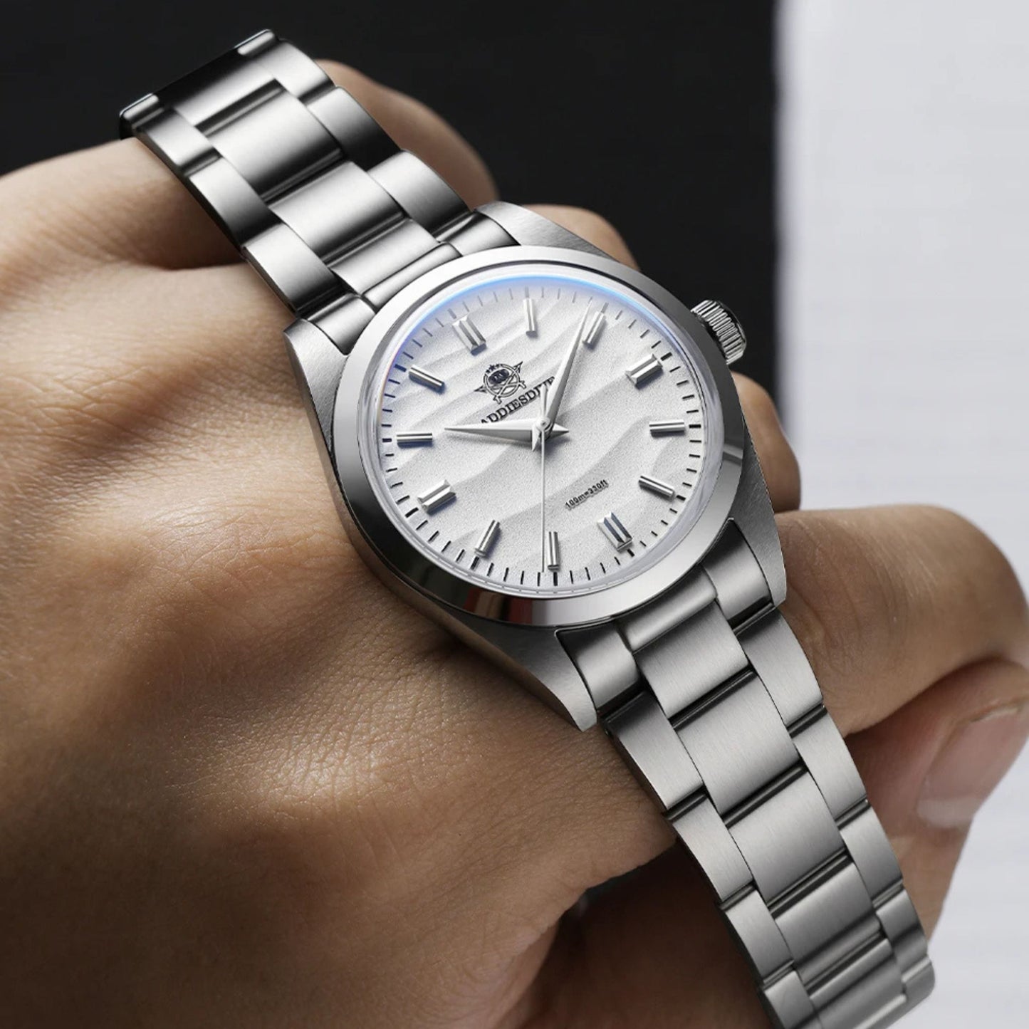 ADDIESDIVE Sahara 36mm Quartz Watch – Elegant Men's Watch in Stainless Steel with Sand Texture