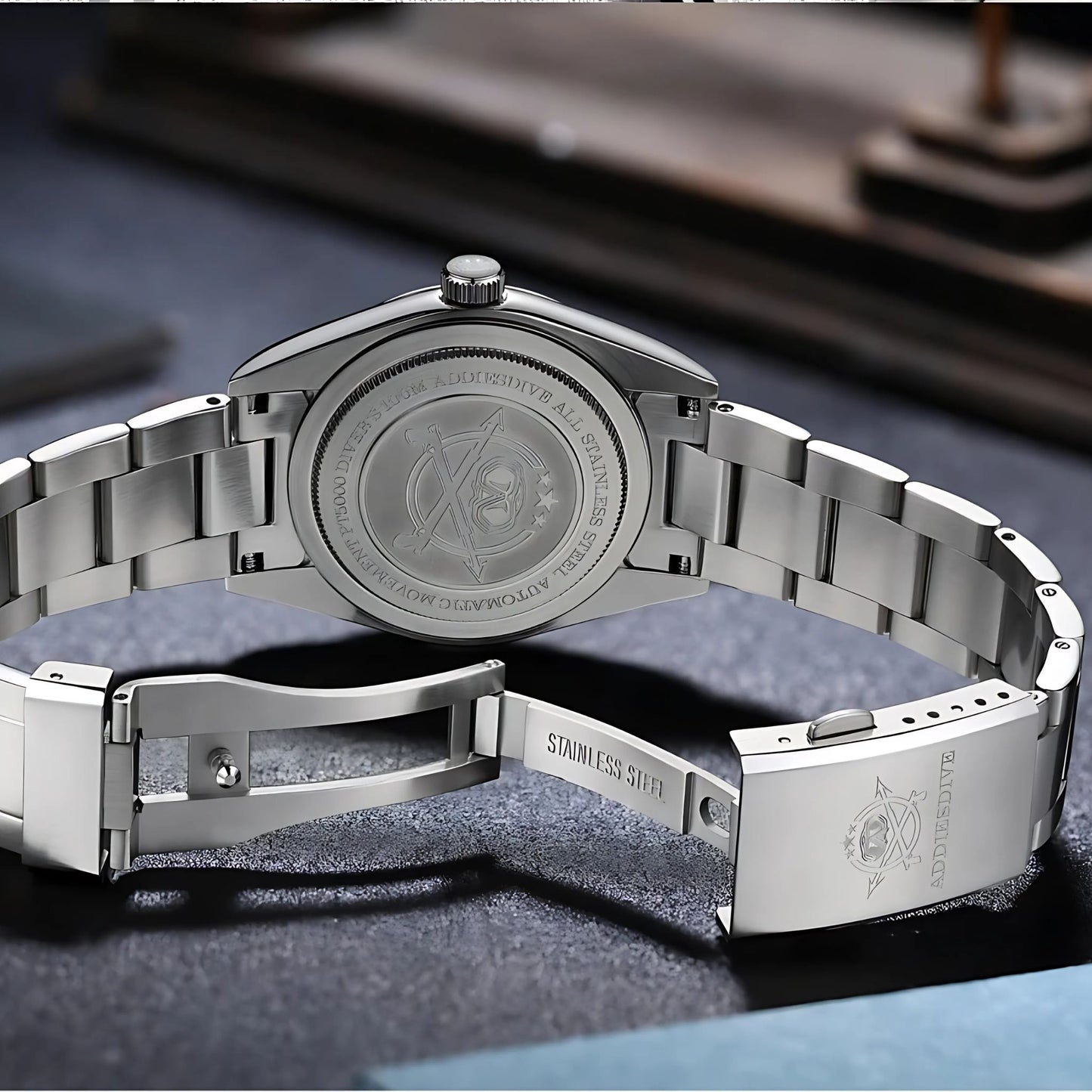 ADDIESDIVE Sahara 36mm Quartz Watch – Elegant Men's Watch in Stainless Steel with Sand Texture