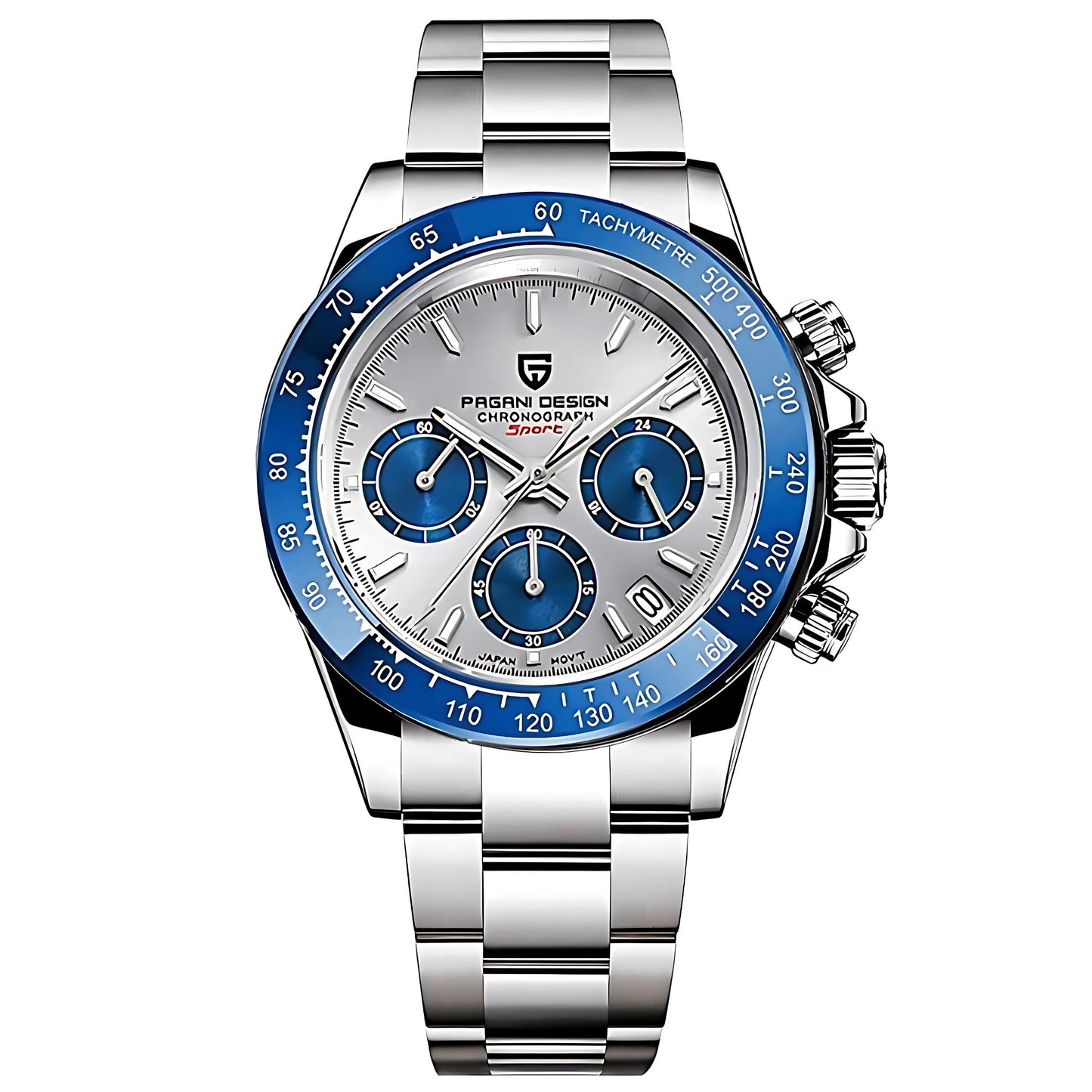 PAGANI DESIGN Velocity Chronograph 40mm Quartz Watch – Sporty Men's Watch in Stainless Steel, Seiko VK63